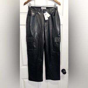 NWT Abercrombie & Fitch Curve Love The 90’s Relaxed Vegan Leather Pants 27 4 S